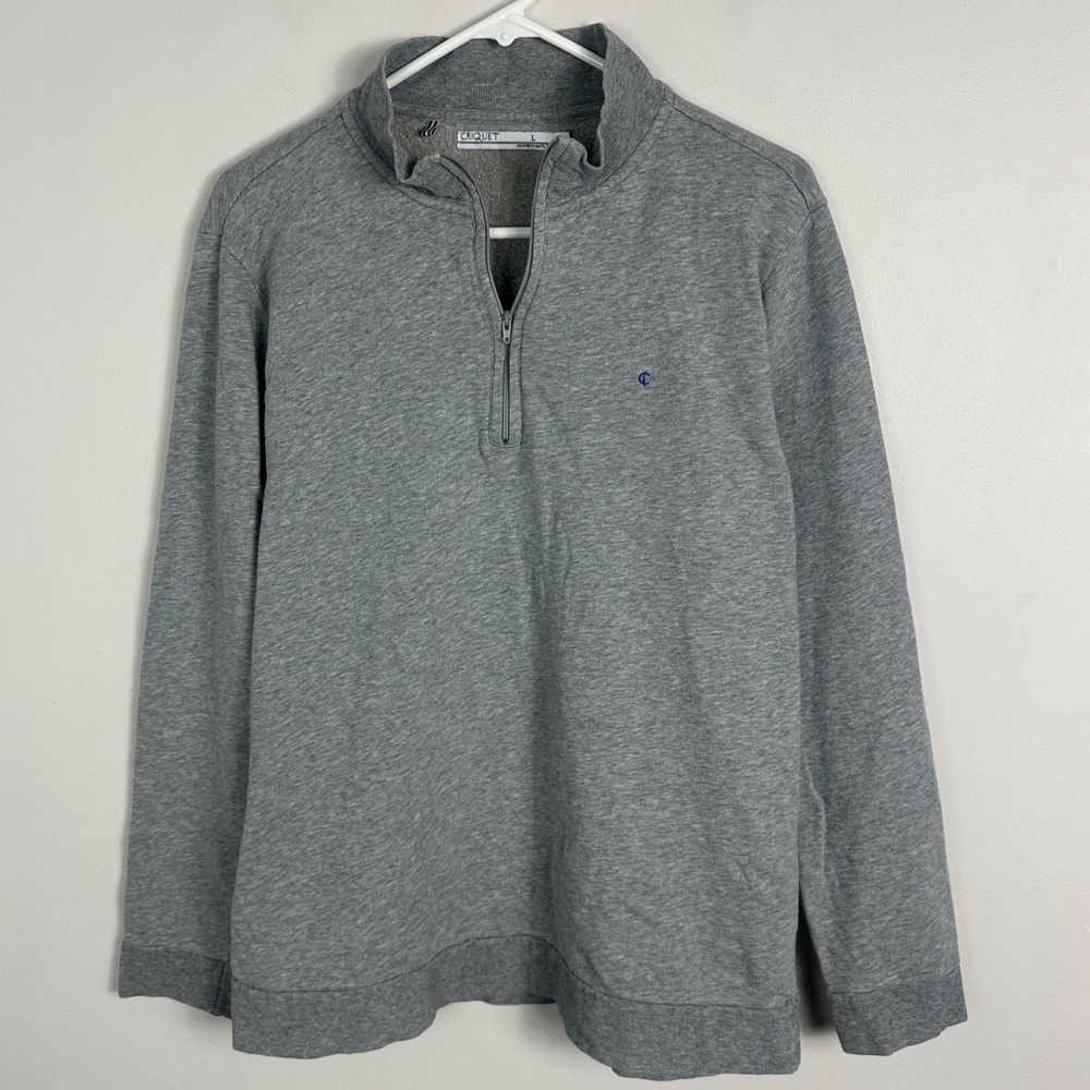 Cricket Grey Quarter Zip Pullover Sweater Mens Size Large Long Sleeve Minimalist
